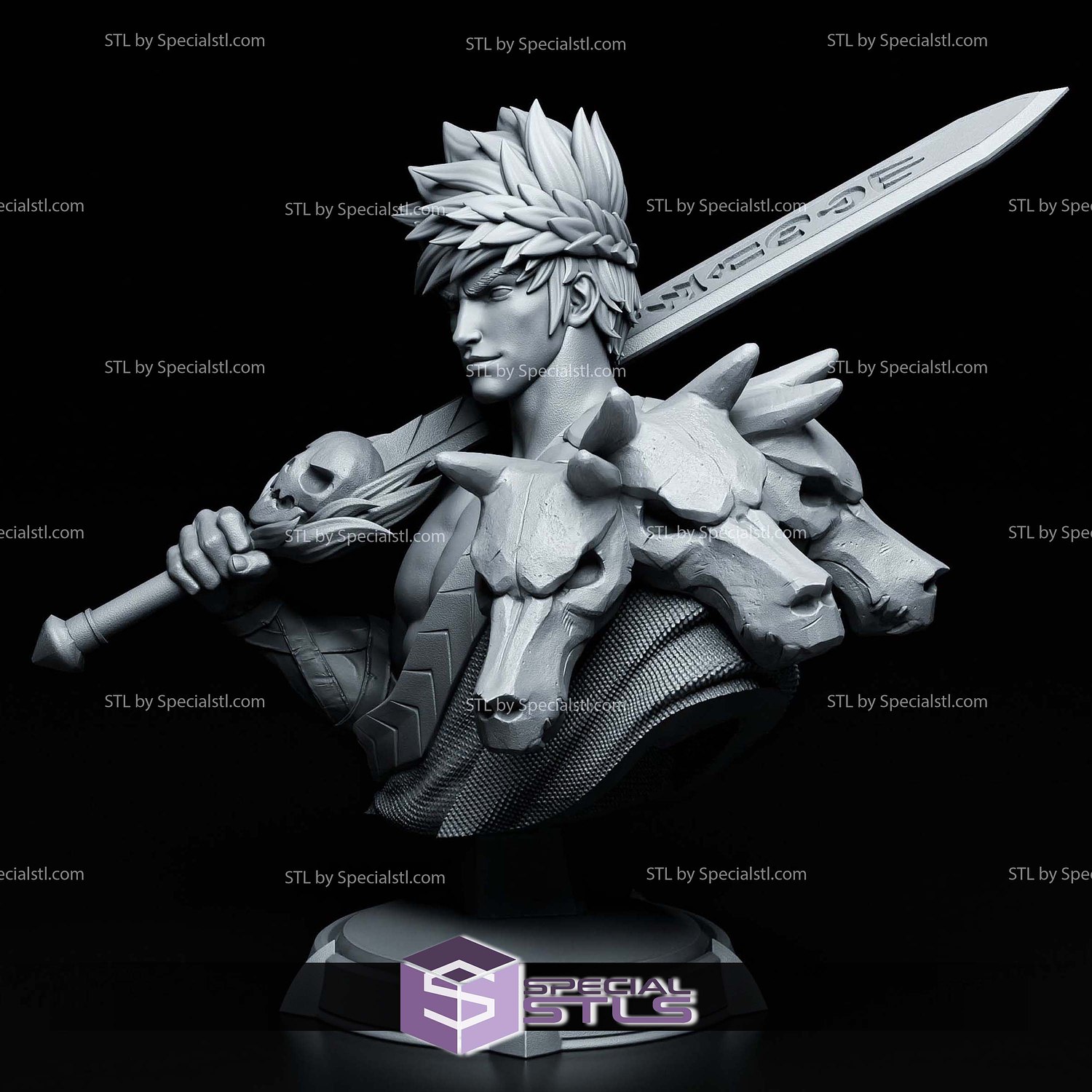 Zagreus Hades Bust 143mm 3D Printer Files STL Model — view 2