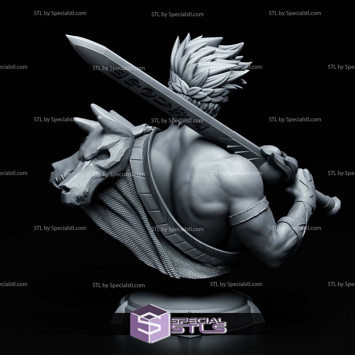 Zagreus Hades Bust 143mm 3D Printer Files STL Model — view 4