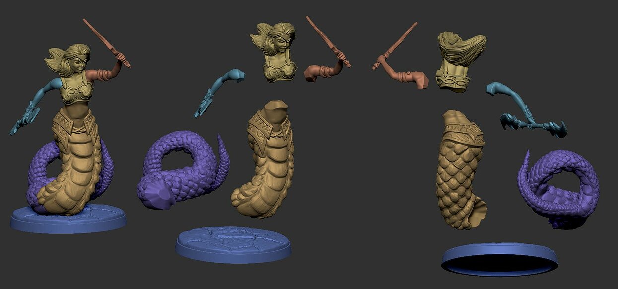 Naga Character 3D STL Model — view 3
