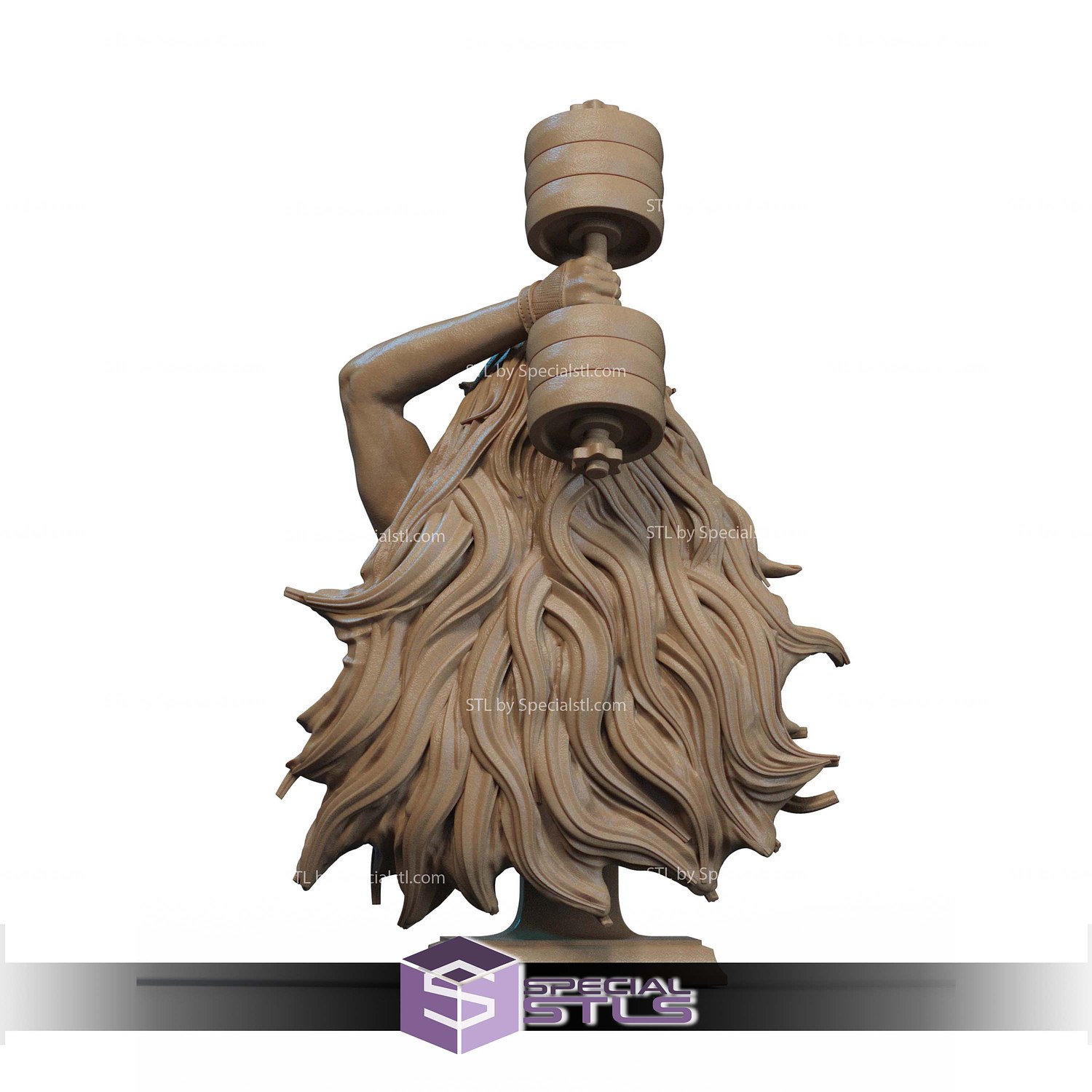 She Hulk Dumbbell Bust STL Files 3D Model — view 3