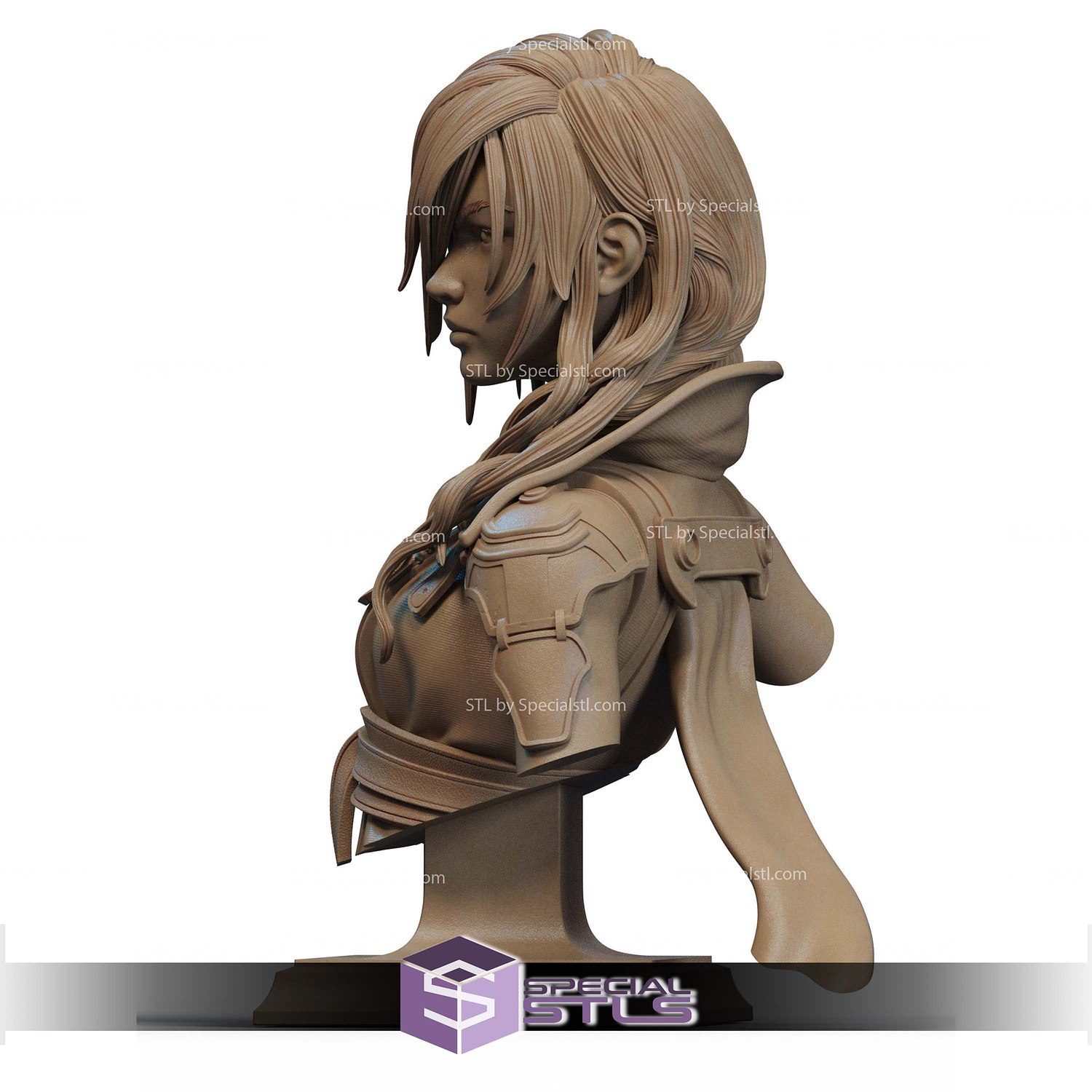 Lightning Final Fantasy Bust STL Files 3D Model — view 2