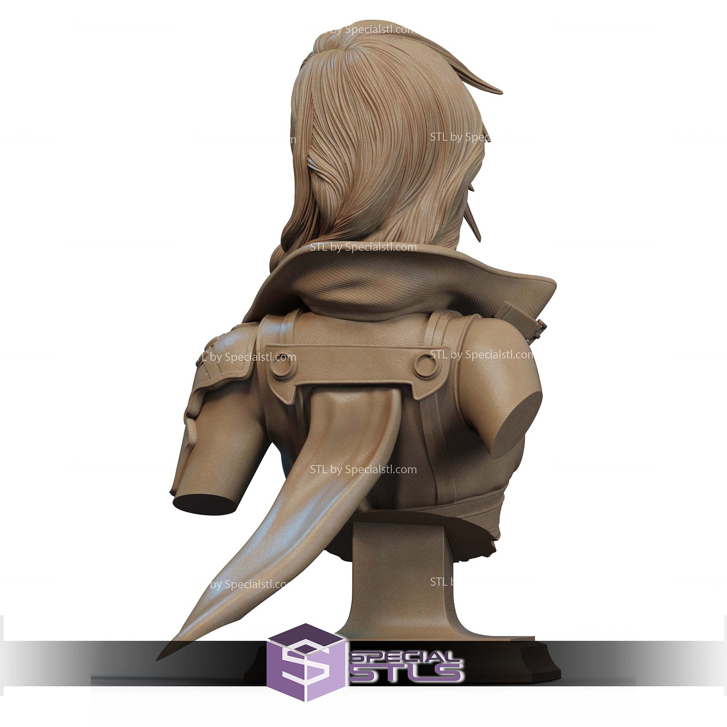 Lightning Final Fantasy Bust STL Files 3D Model — view 3