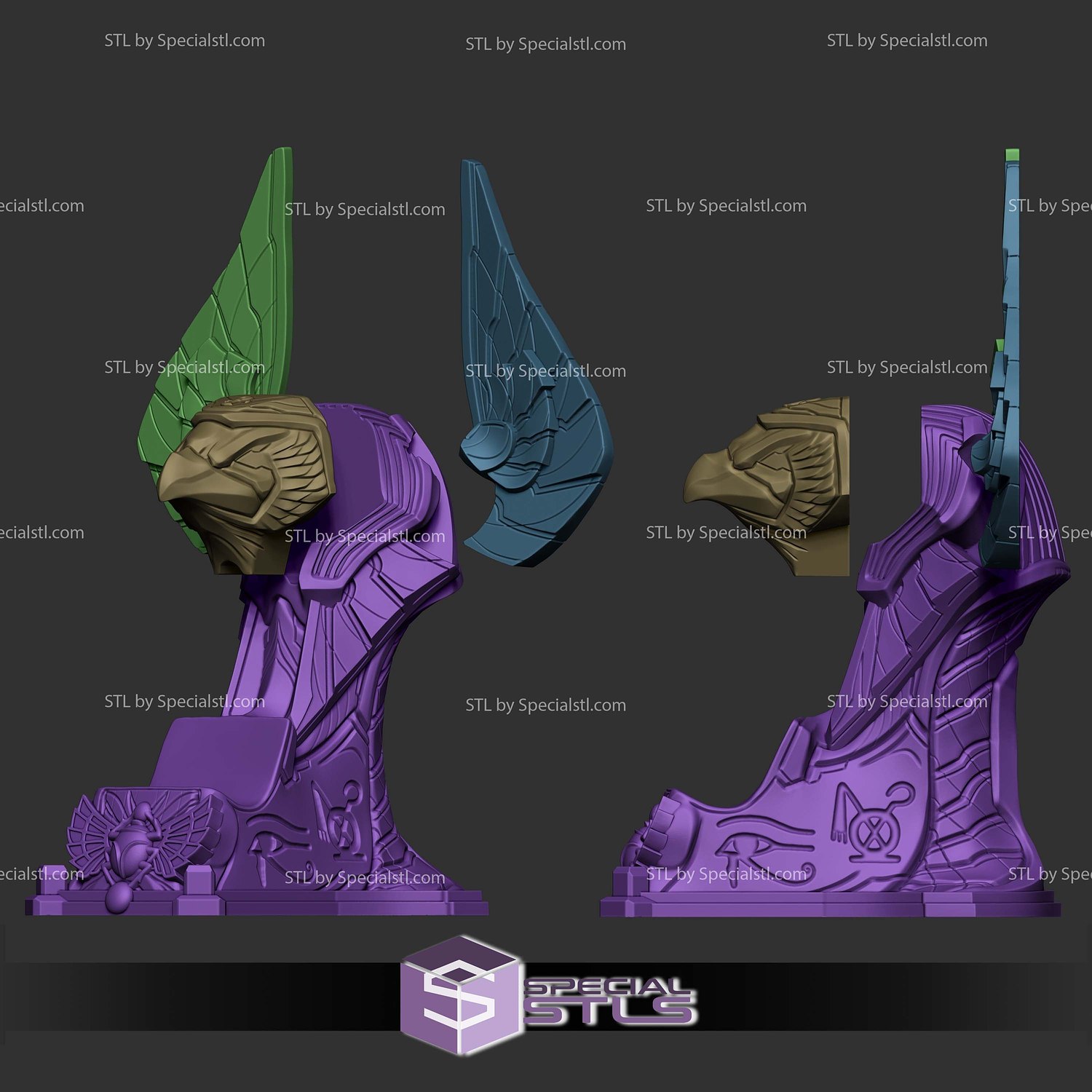 Joystick Stand Horus STL Files 3D Model — view 2