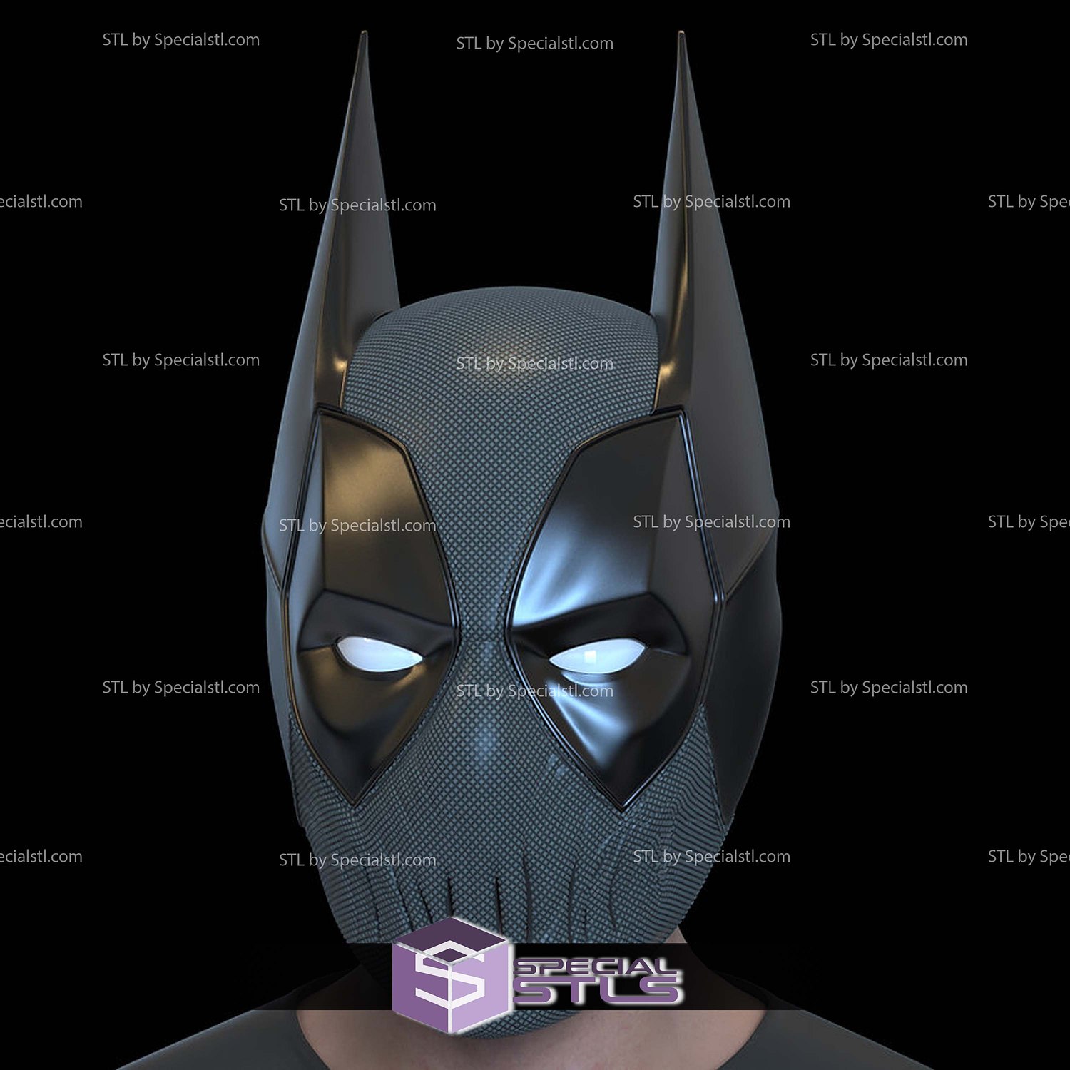 Cosplay STL Files Deadpool 3 Batpool Helmet Movie Version 3D Model — view 2
