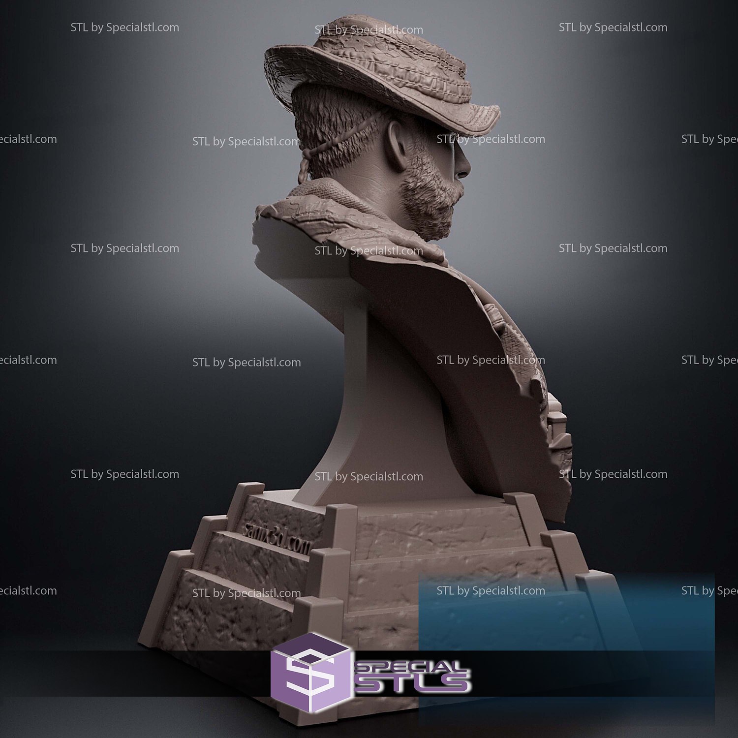 Captain John Price Bust 3D Printer Files STL Model — view 2