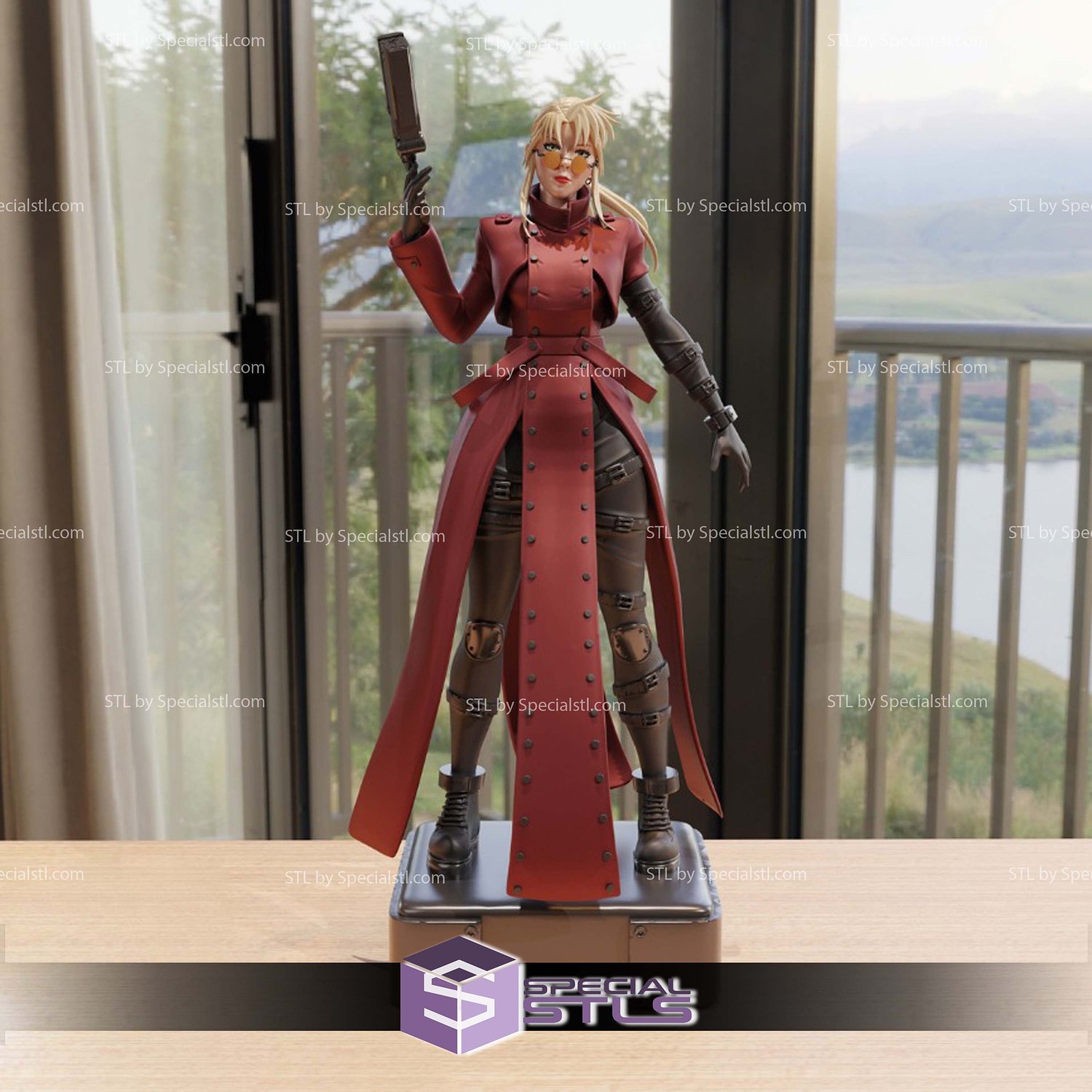 Vash The Stampede Trigun Girl Sculptures 3D Printing STL Model — view 2