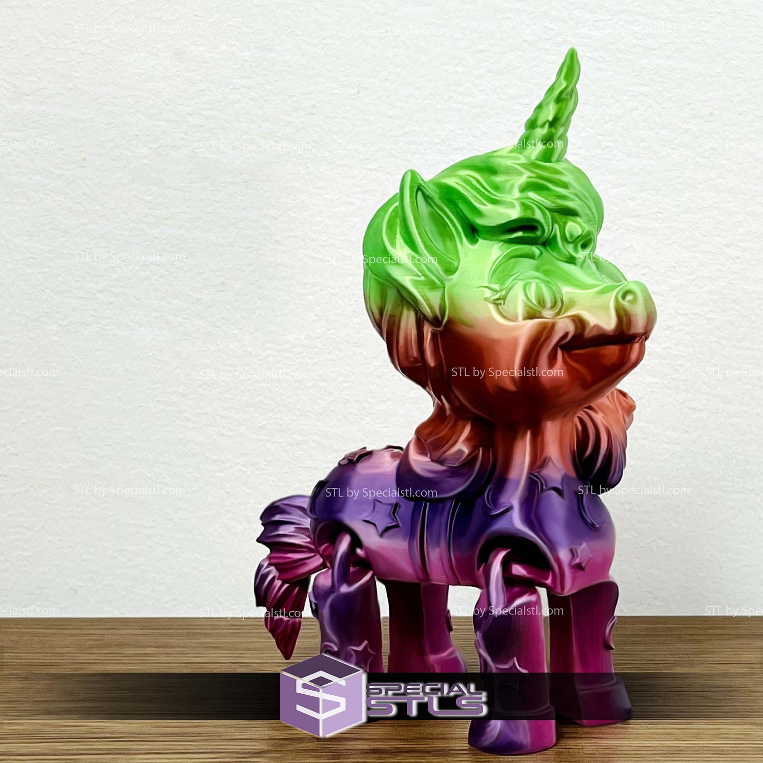 Basic STL Cute Unicorn Articulated Print in Place 3D Model — view 2