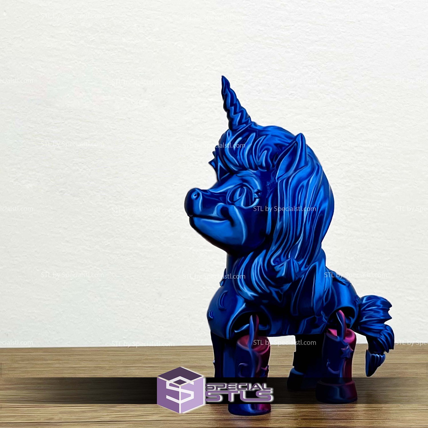 Basic STL Cute Unicorn Articulated Print in Place 3D Model — view 4