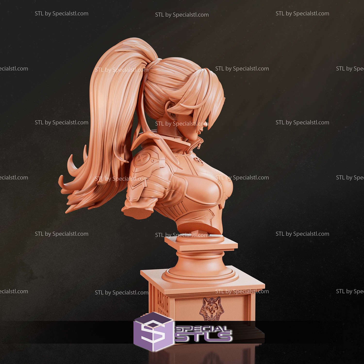 Rogue X Men Anime Style Bust 3D Printer Files STL Model — view 2