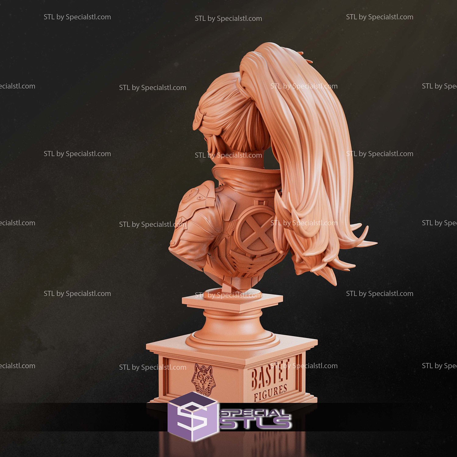 Rogue X Men Anime Style Bust 3D Printer Files STL Model — view 3