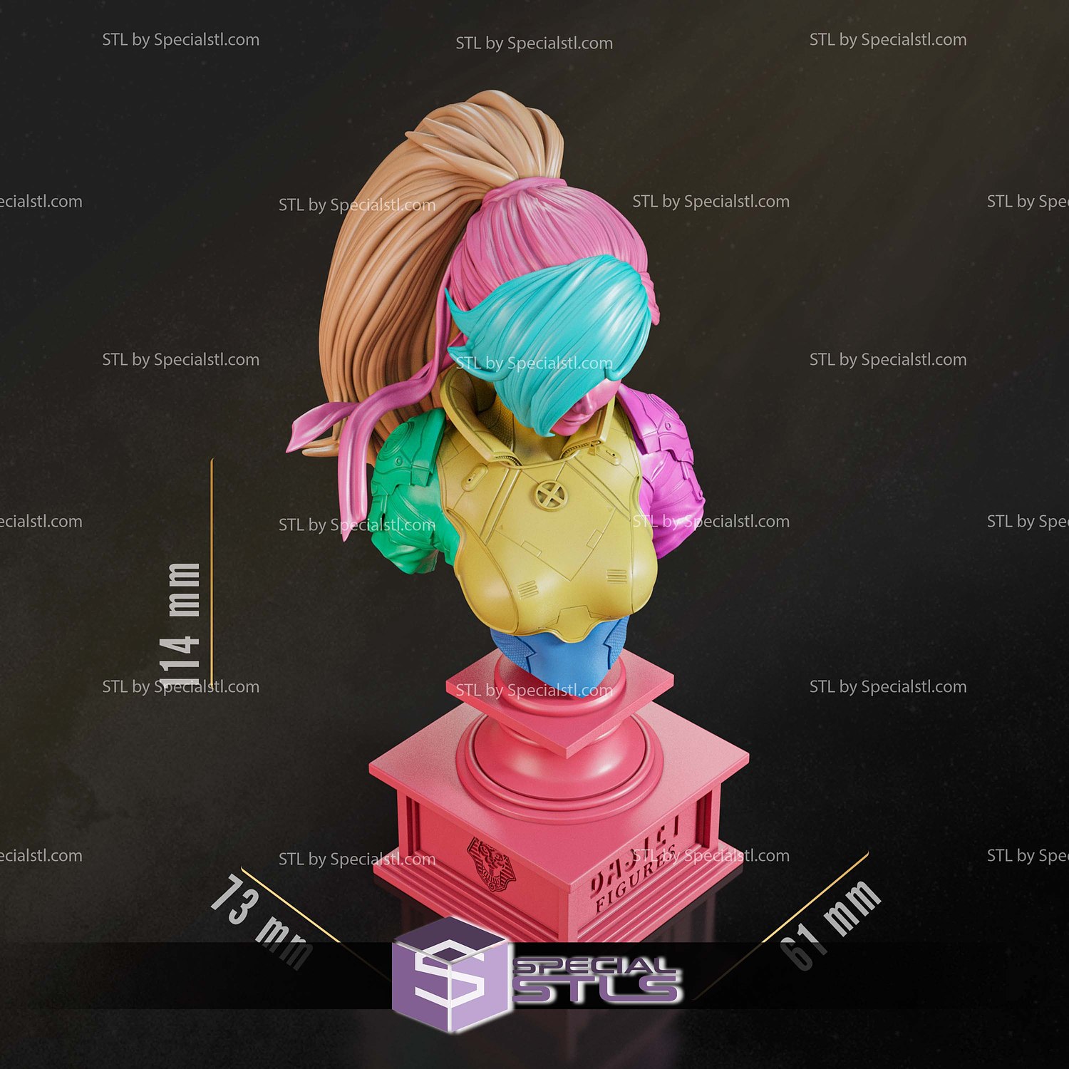 Rogue X Men Anime Style Bust 3D Printer Files STL Model — view 4