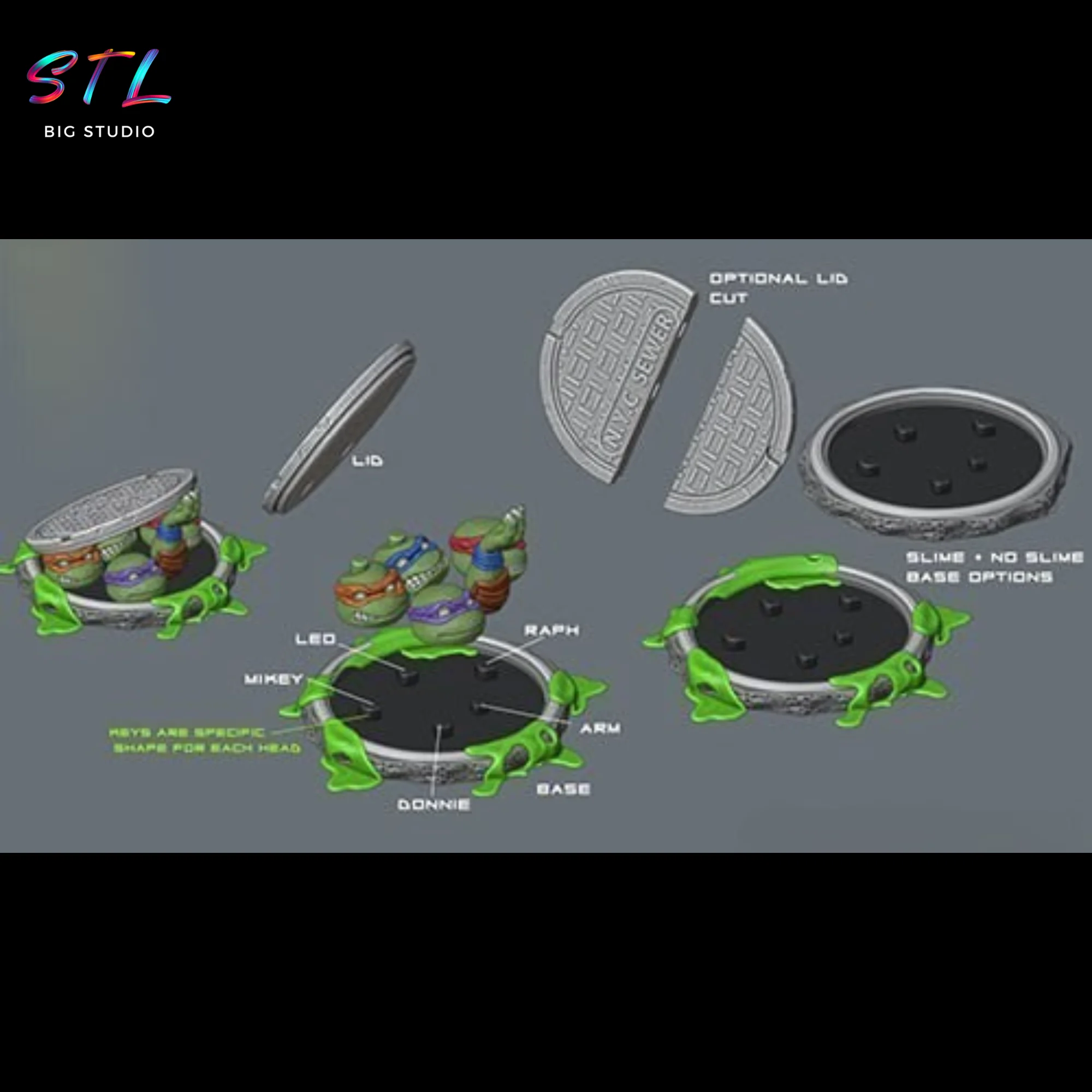 Teenage Mutant Ninja Turtles Sewer Diorama STL | 3D Printable Model Model — view 4