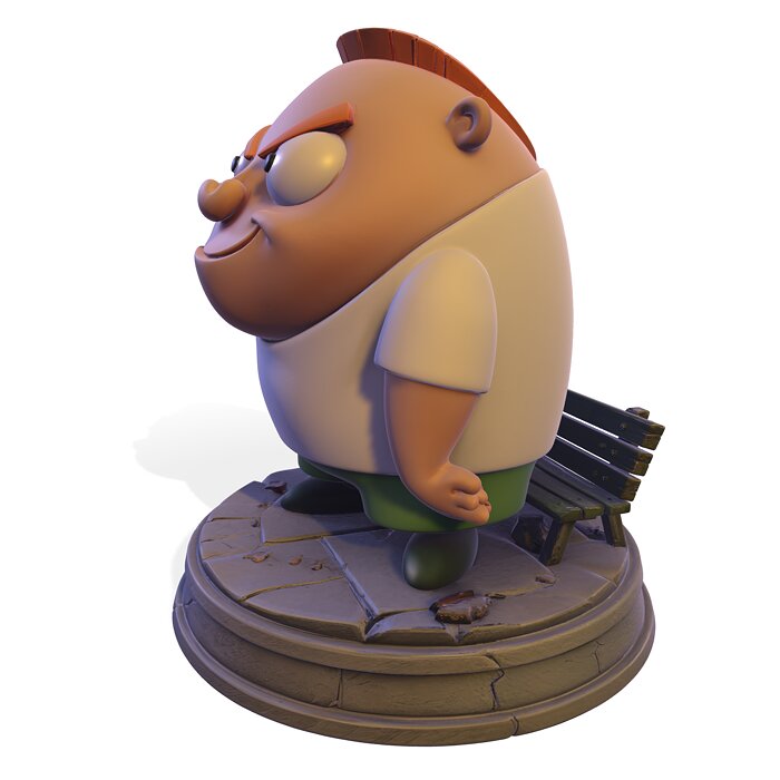 Mischievous Cartoon Boy Animated Series Neighbor Statue PBR 3D USDZ Model — view 2