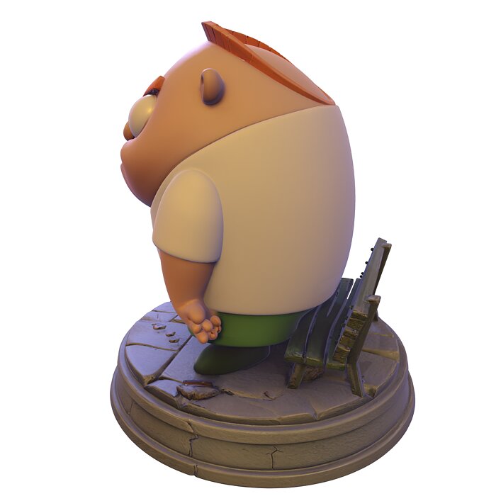 Mischievous Cartoon Boy Animated Series Neighbor Statue PBR 3D USDZ Model — view 3