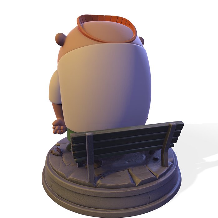 Mischievous Cartoon Boy Animated Series Neighbor Statue PBR 3D USDZ Model — view 4