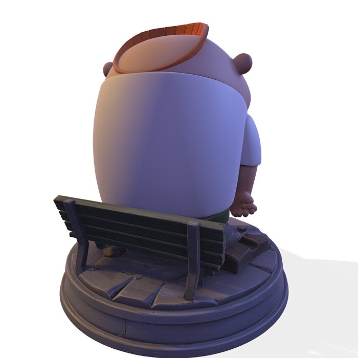Mischievous Cartoon Boy Animated Series Neighbor Statue PBR 3D USDZ Model — view 5