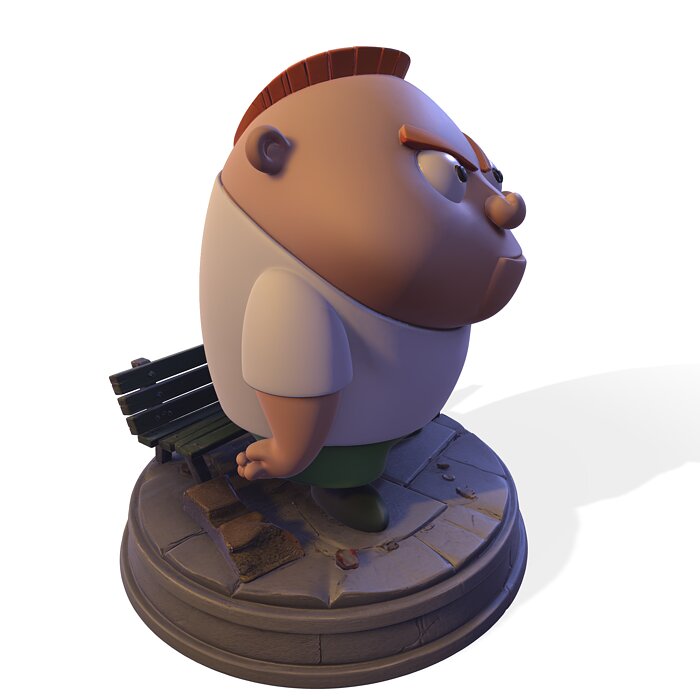 Mischievous Cartoon Boy Animated Series Neighbor Statue PBR 3D USDZ Model — view 7