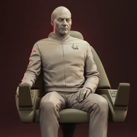 Jean-Luc Picard in Captain\u0027s Chair 3D Printer Files | Assembly STL Model
