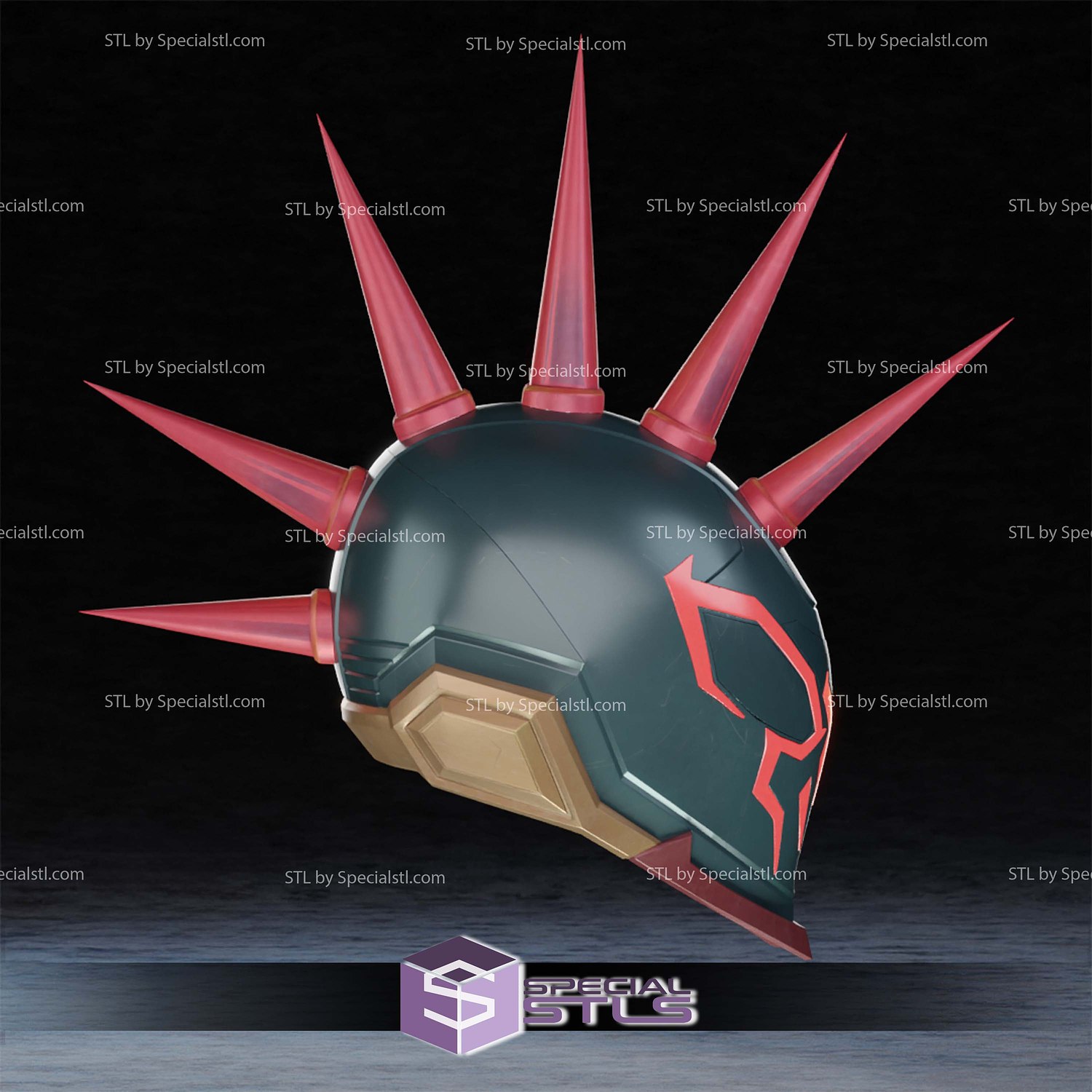 Cosplay STL Files Spider-Punk Marvel Rivals Helmet 3D Model — view 2