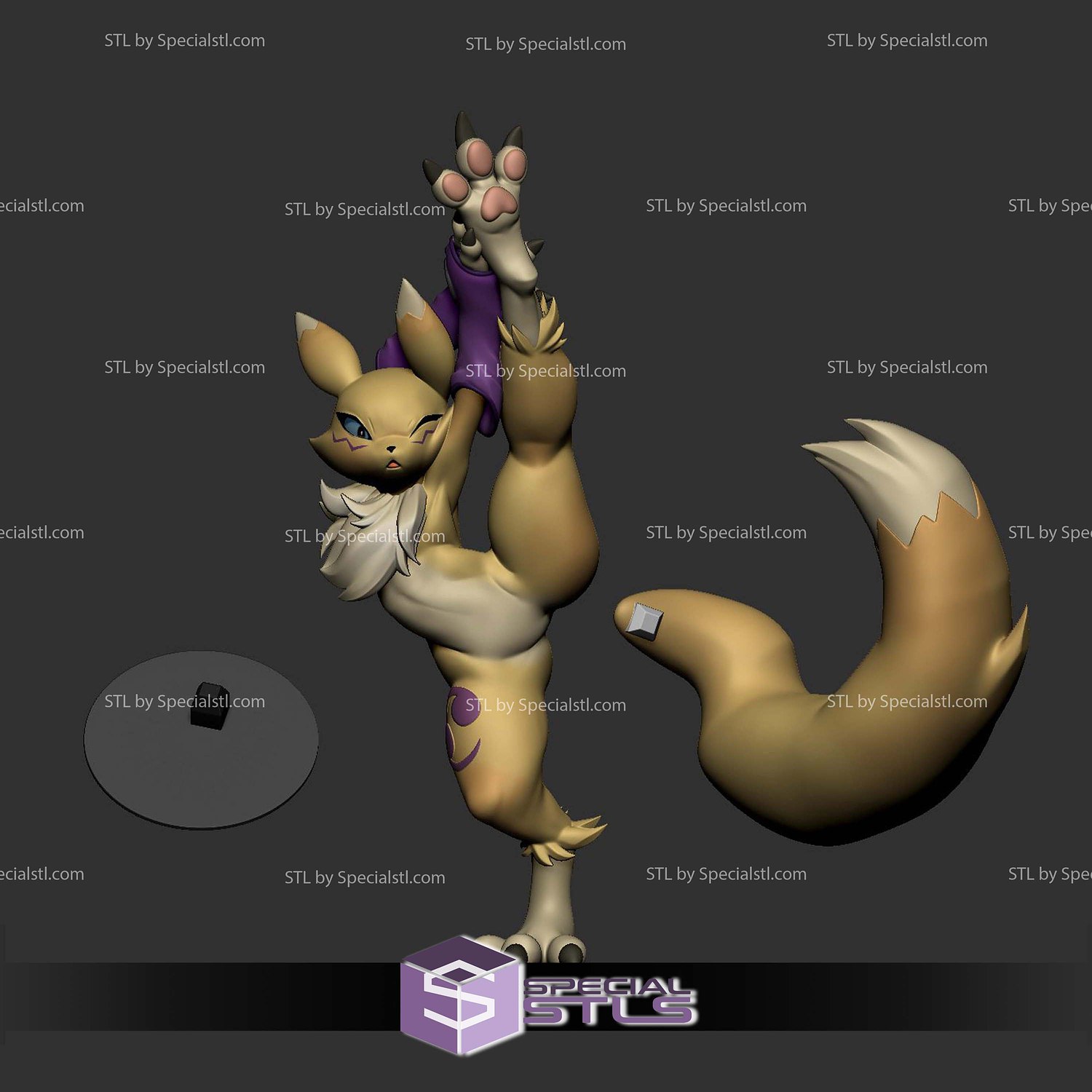 Renamon Stretching Yoga 3D Print Files STL Model — view 3