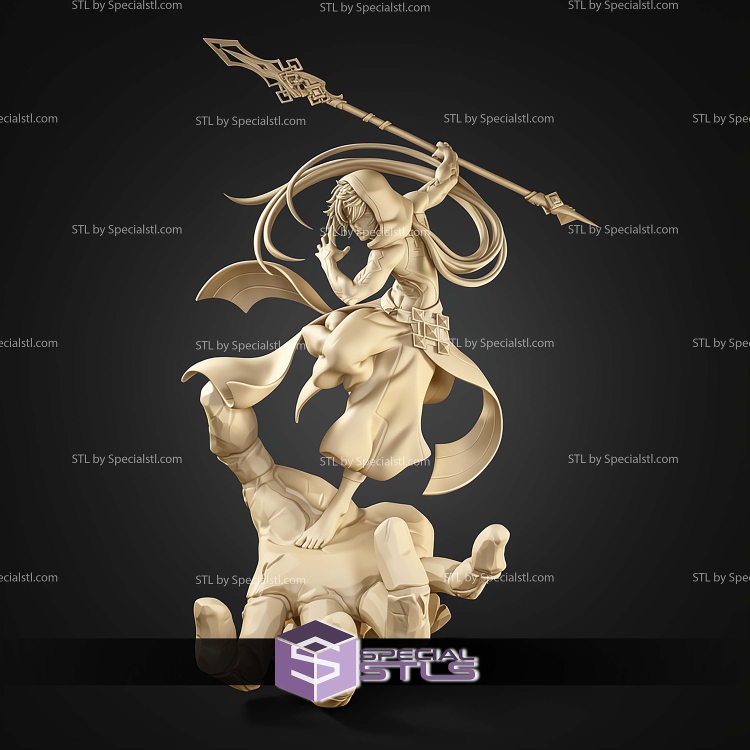 Zhongli Genshin Impact 372mm STL Files 3D Model — view 4