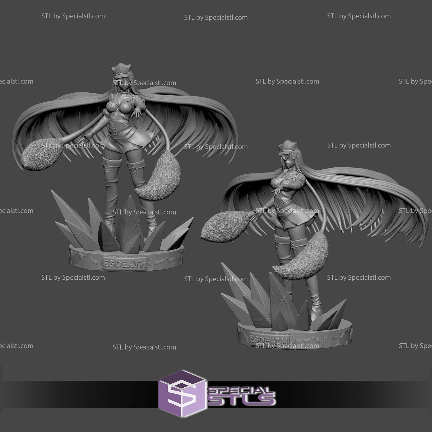 Esdeath Akame Ga Kill Long Hair STL Files 3D Model — view 2