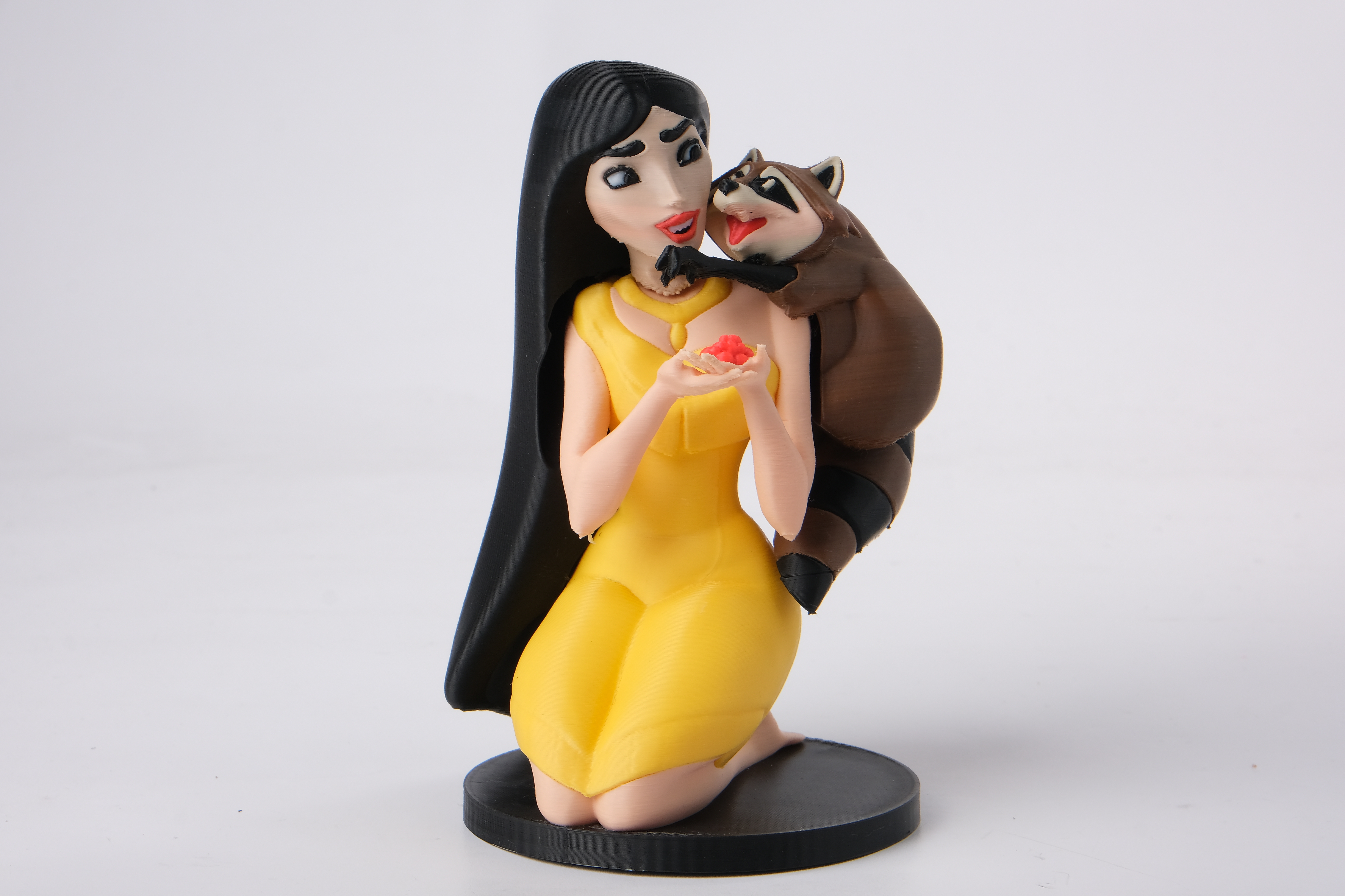 Pocahontas Figurine with Meeko the Raccoon 3D 3MF Model — view 2