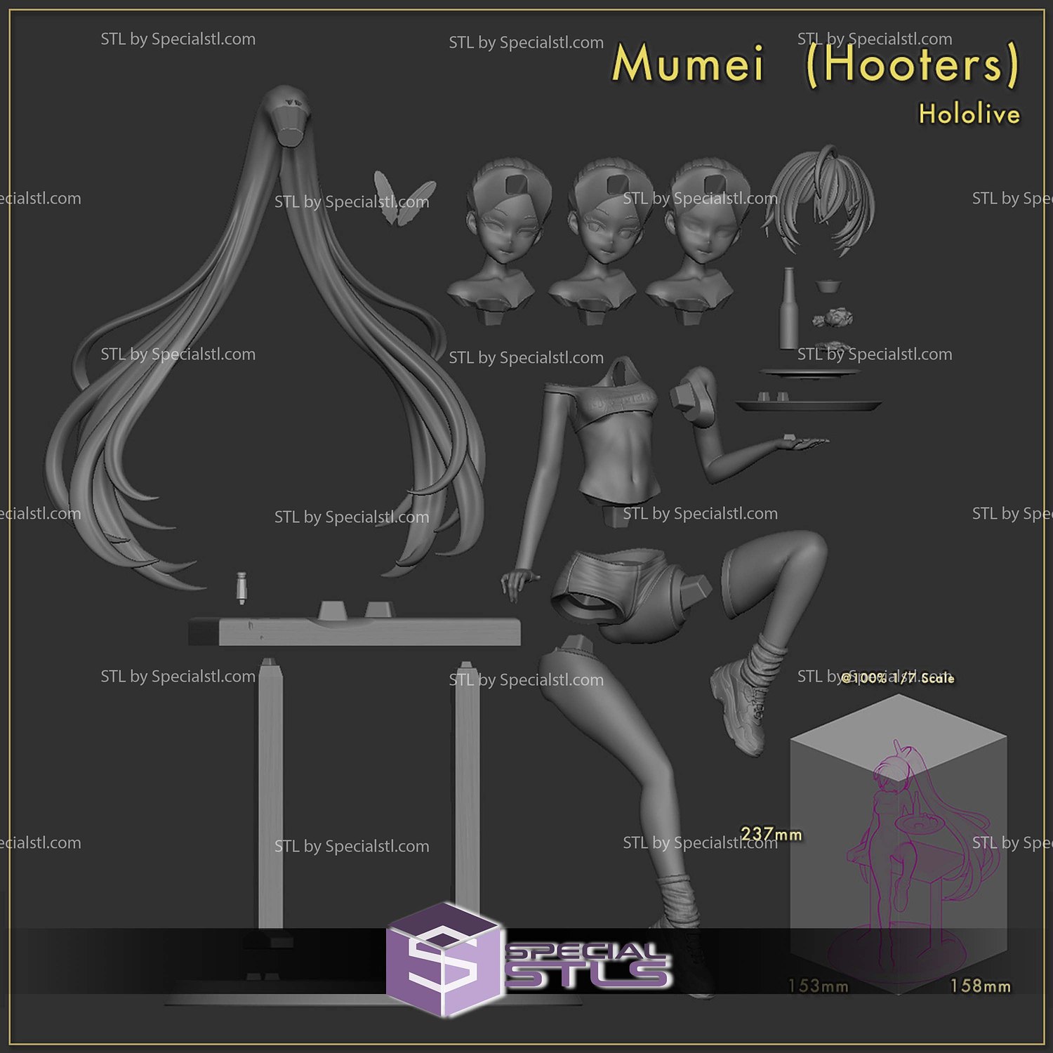 Hooters Mumei Hololive 3D Printer Files STL Model — view 5