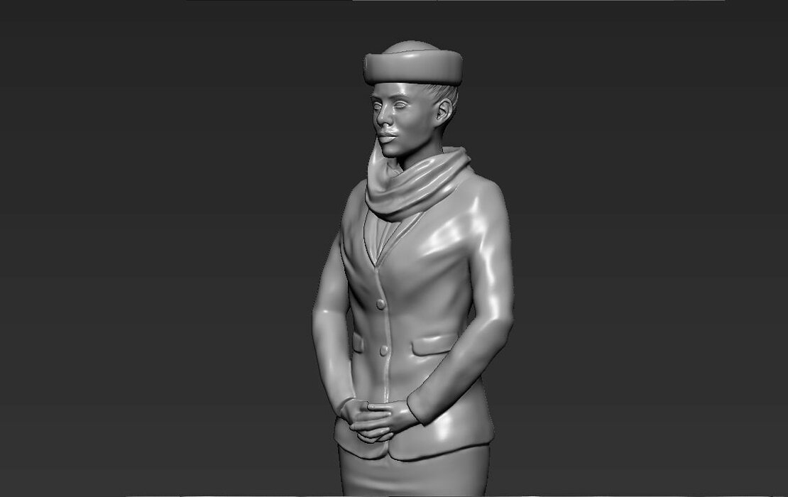 Emirates Airline stewardess 3D printing ready stl obj formats Model — view 2