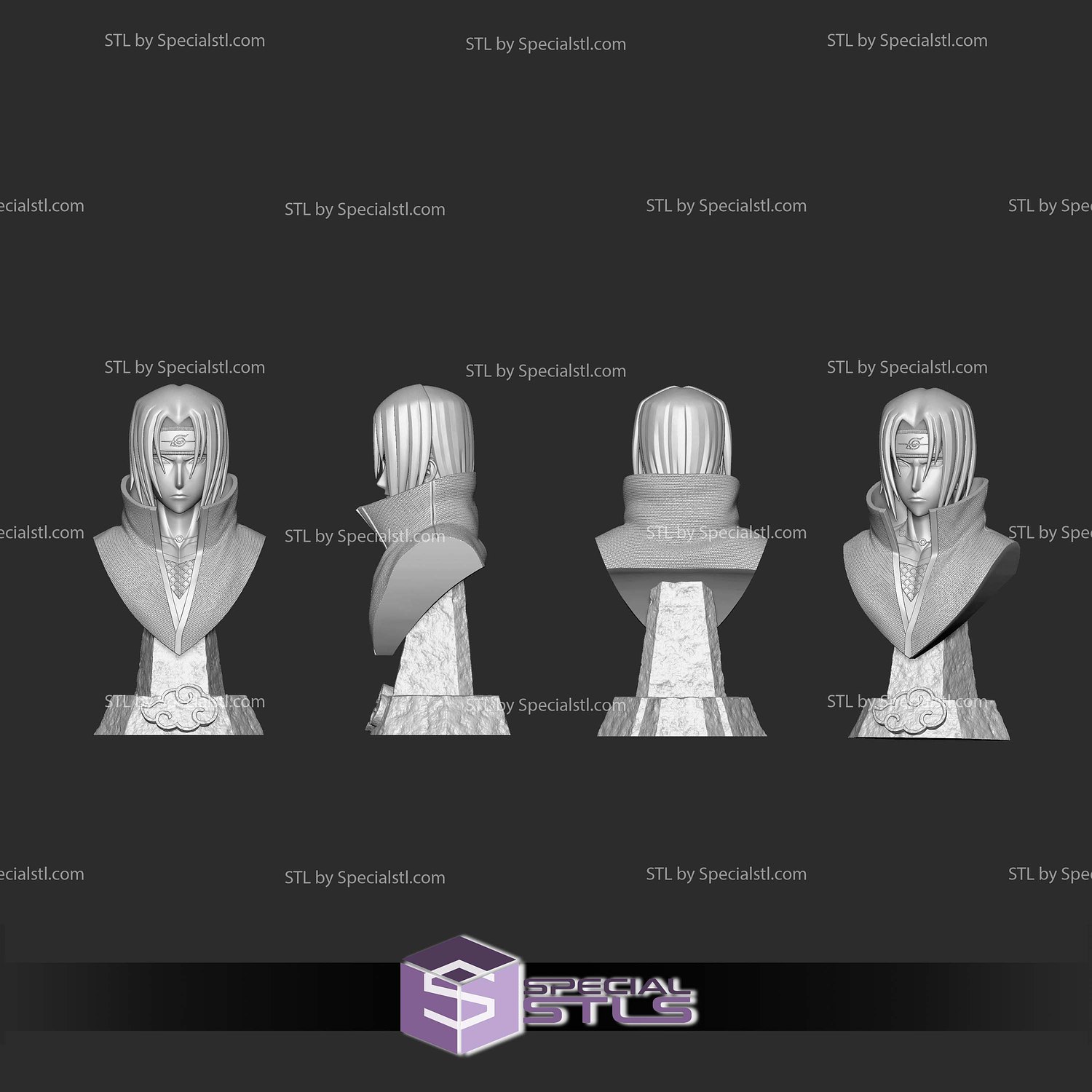 Itachi Uchiha Bust V3 3D Printing Models STL Model — view 7