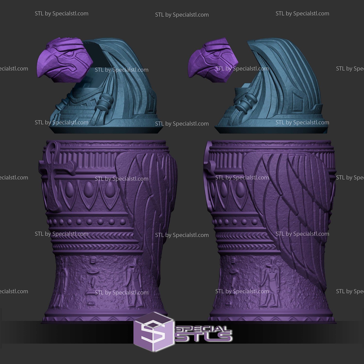 Horus Pot STL Files 3D Model — view 2