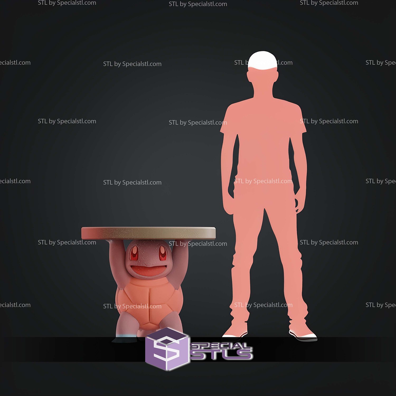 Life Size Table Squirtle Pokemon STL Files 3D Model — view 7