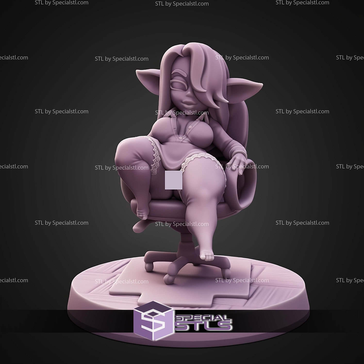 Pin Up Girl STL Collection Office Boss Goblin 3D Model — view 6