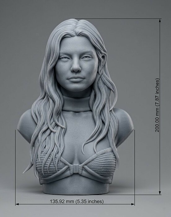 Eva Elfie bust 3D STL Model — view 2