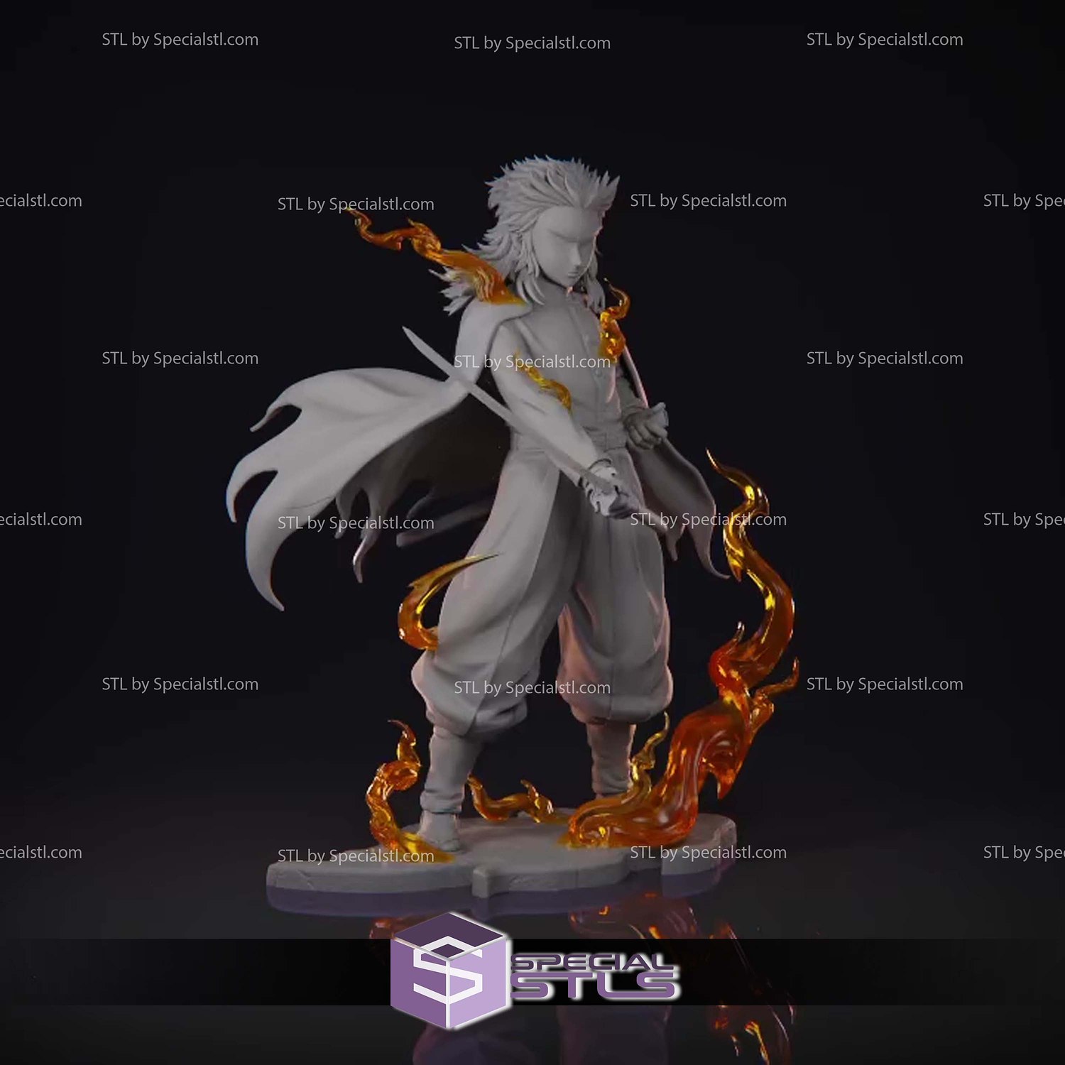 Kyojuro Rengoku Simple Base STL Files 3D Model — view 2