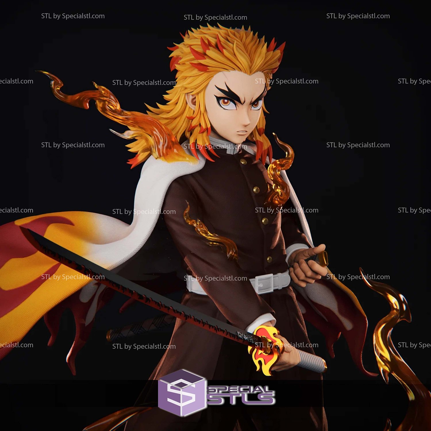 Kyojuro Rengoku Simple Base STL Files 3D Model — view 4