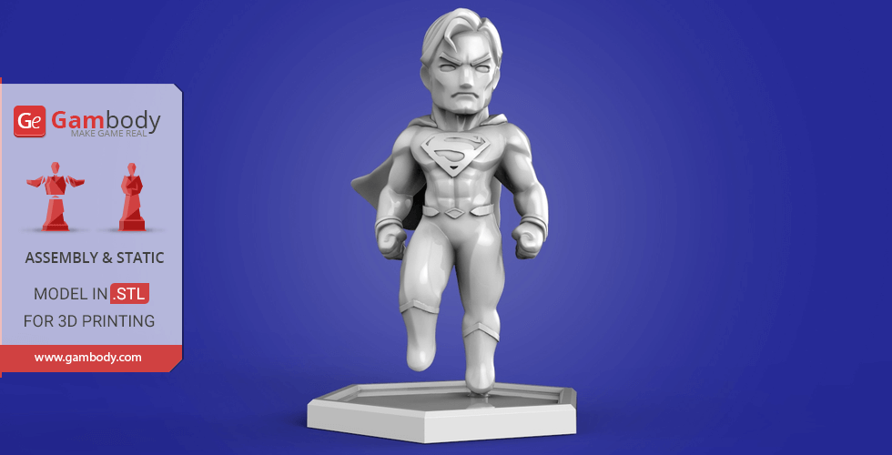 Chibi Superman 3D Printing Miniature | Assembly STL Model