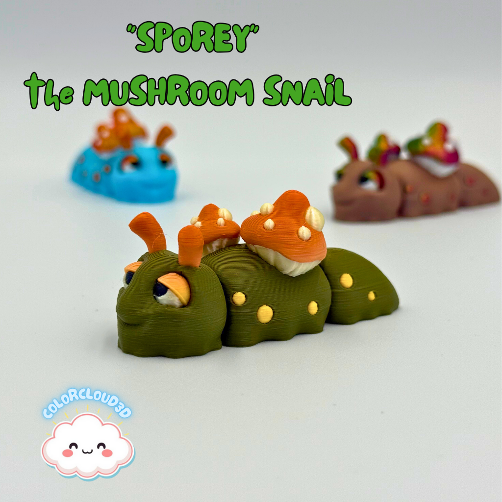 "Sporey" the Mushroom Snail 3D 3MF Model