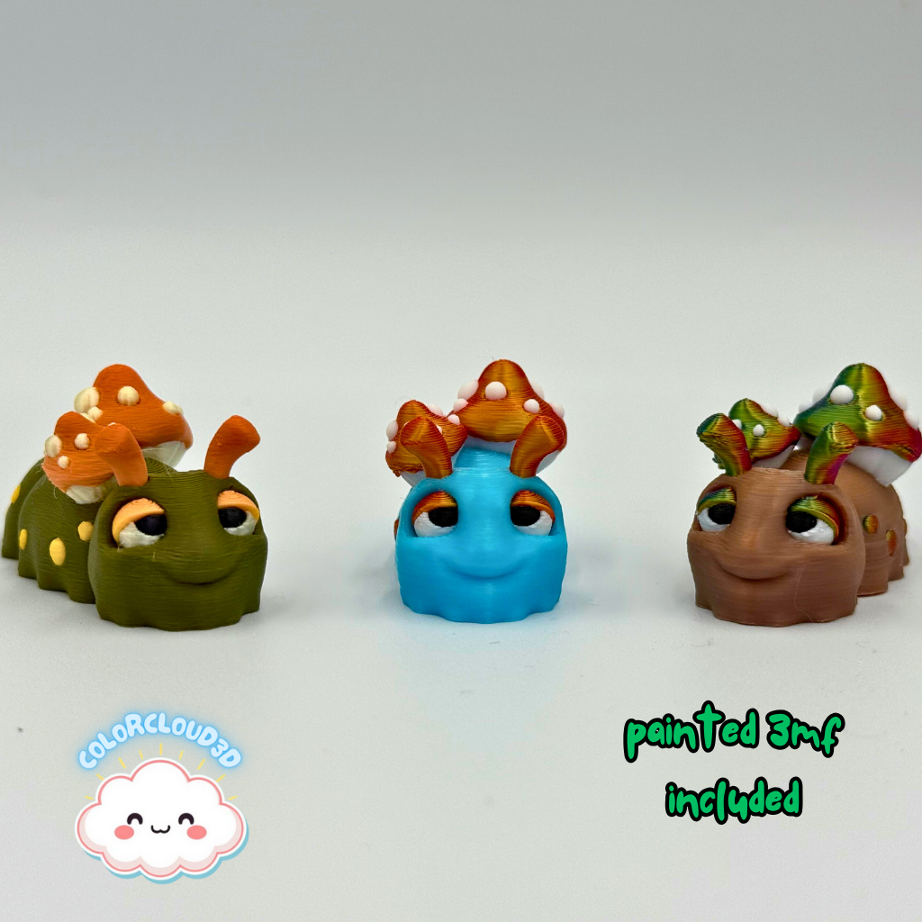 "Sporey" the Mushroom Snail 3D 3MF Model — view 3