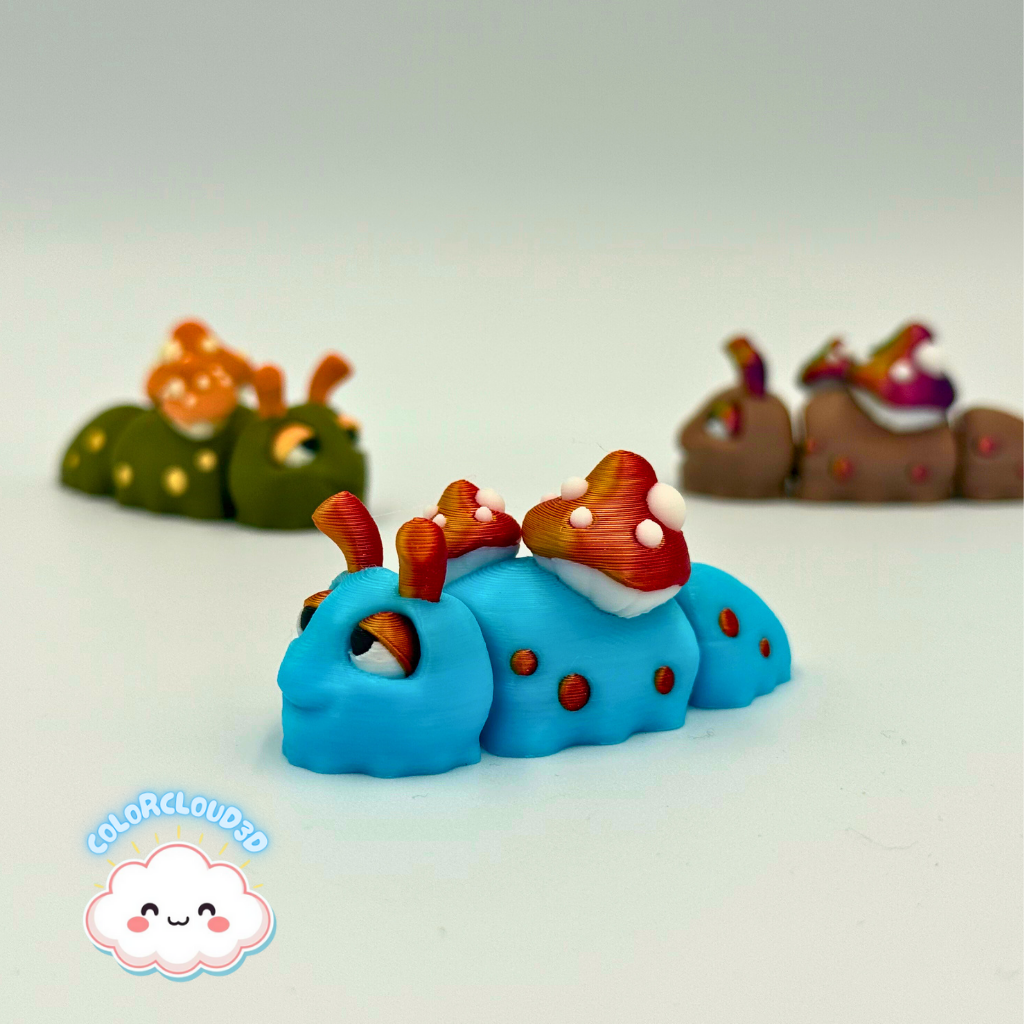 "Sporey" the Mushroom Snail 3D 3MF Model — view 4