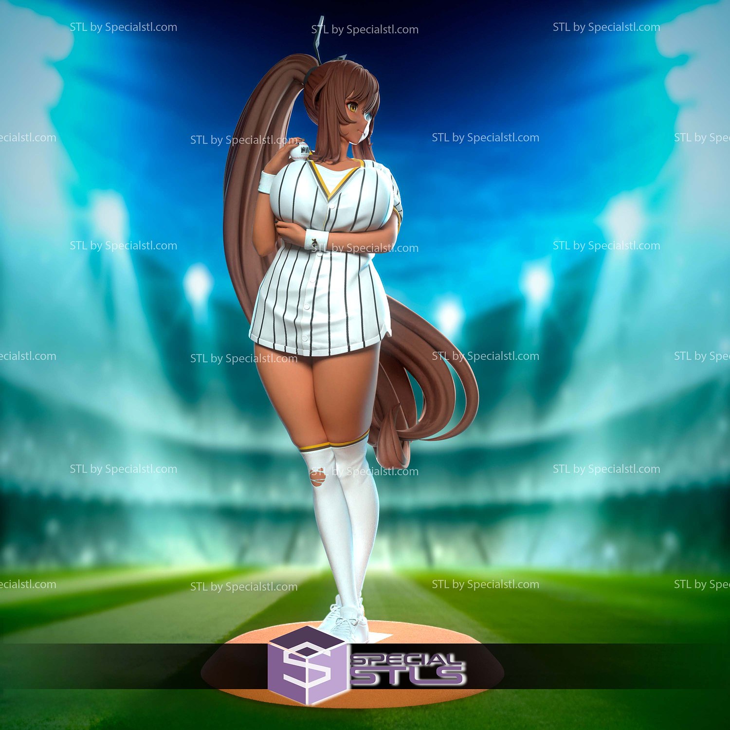 Noir Nikke Baseball Cheerleader 3D Printer Files STL Model — view 4