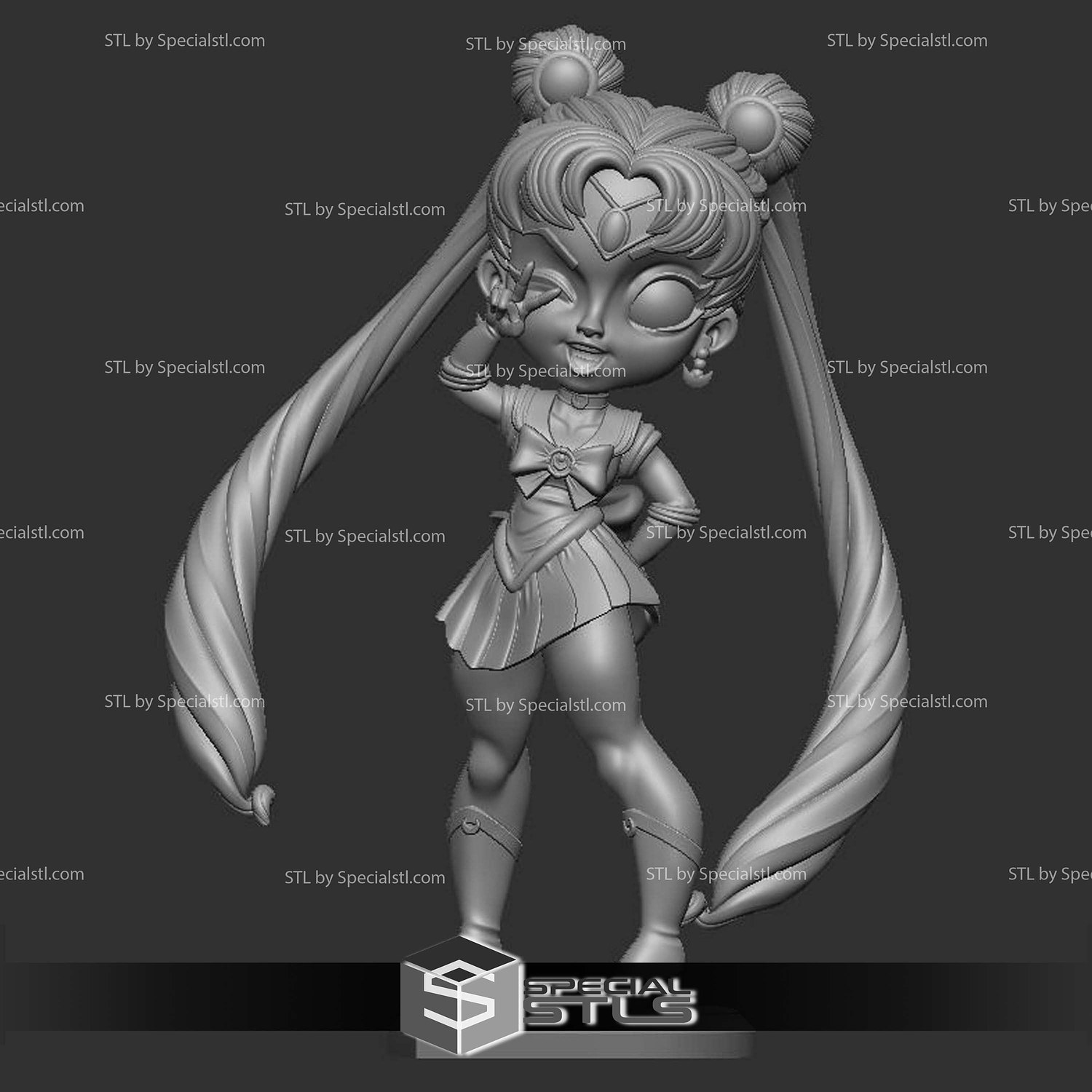 Sailor Moon Chibi Say Hi 3D Printer Files STL Model — view 3