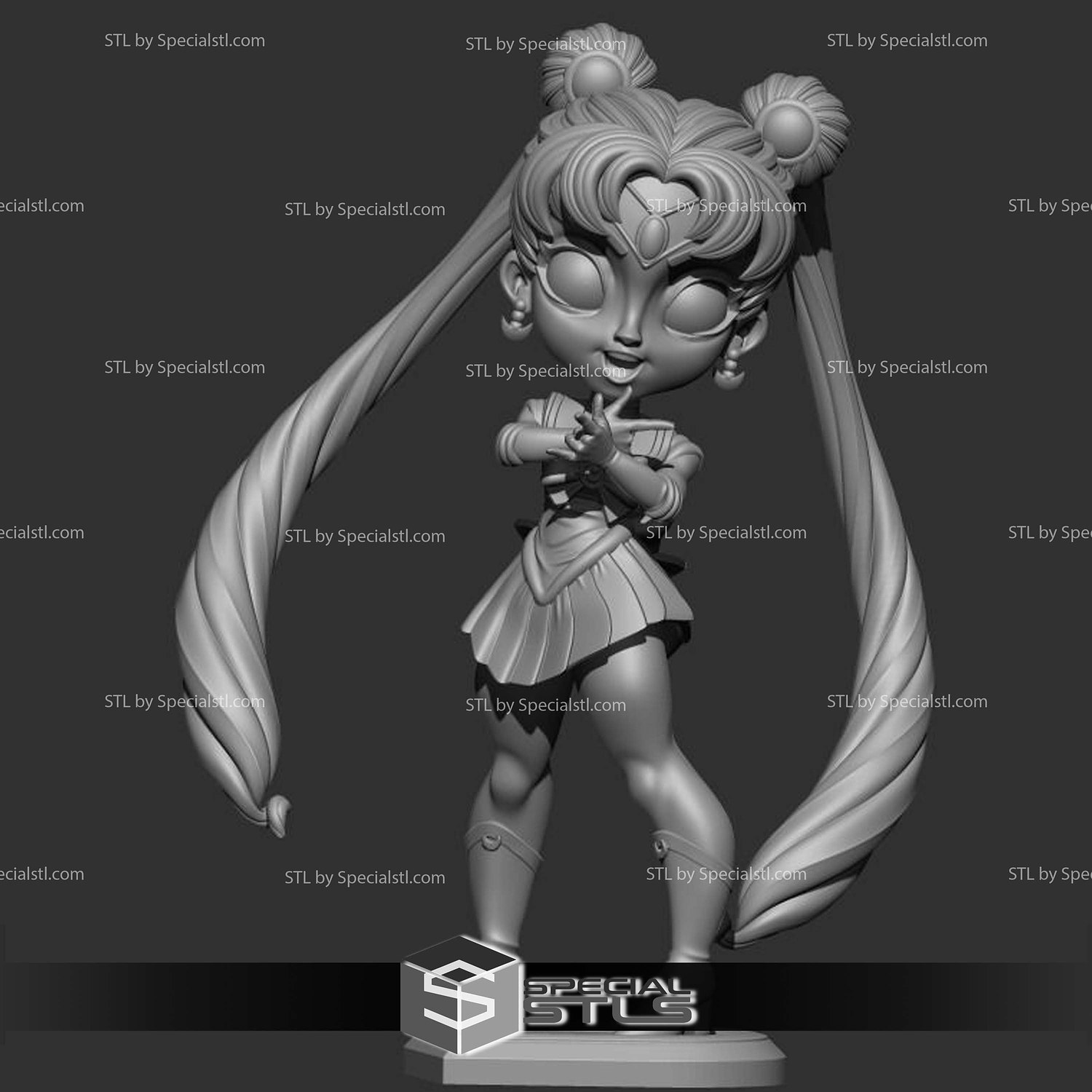 Sailor Moon Chibi Say Hi 3D Printer Files STL Model — view 4