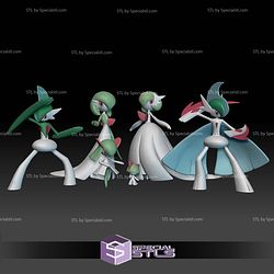 Pokemon STL Collection Ralts Kirlia Gardevoir Gallade Mega 3D Model