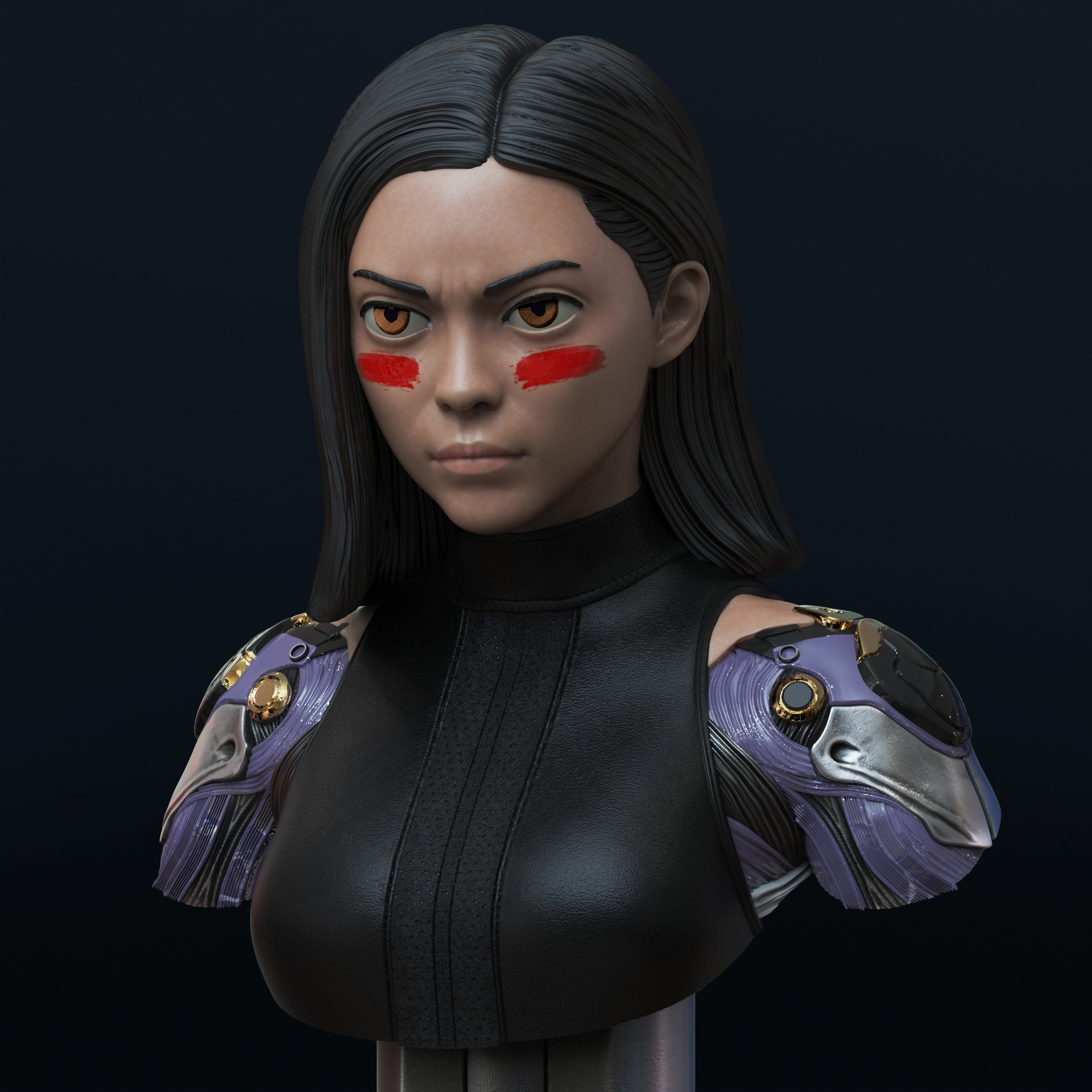 Alita bust (Pre-Supported) 3D STL Model