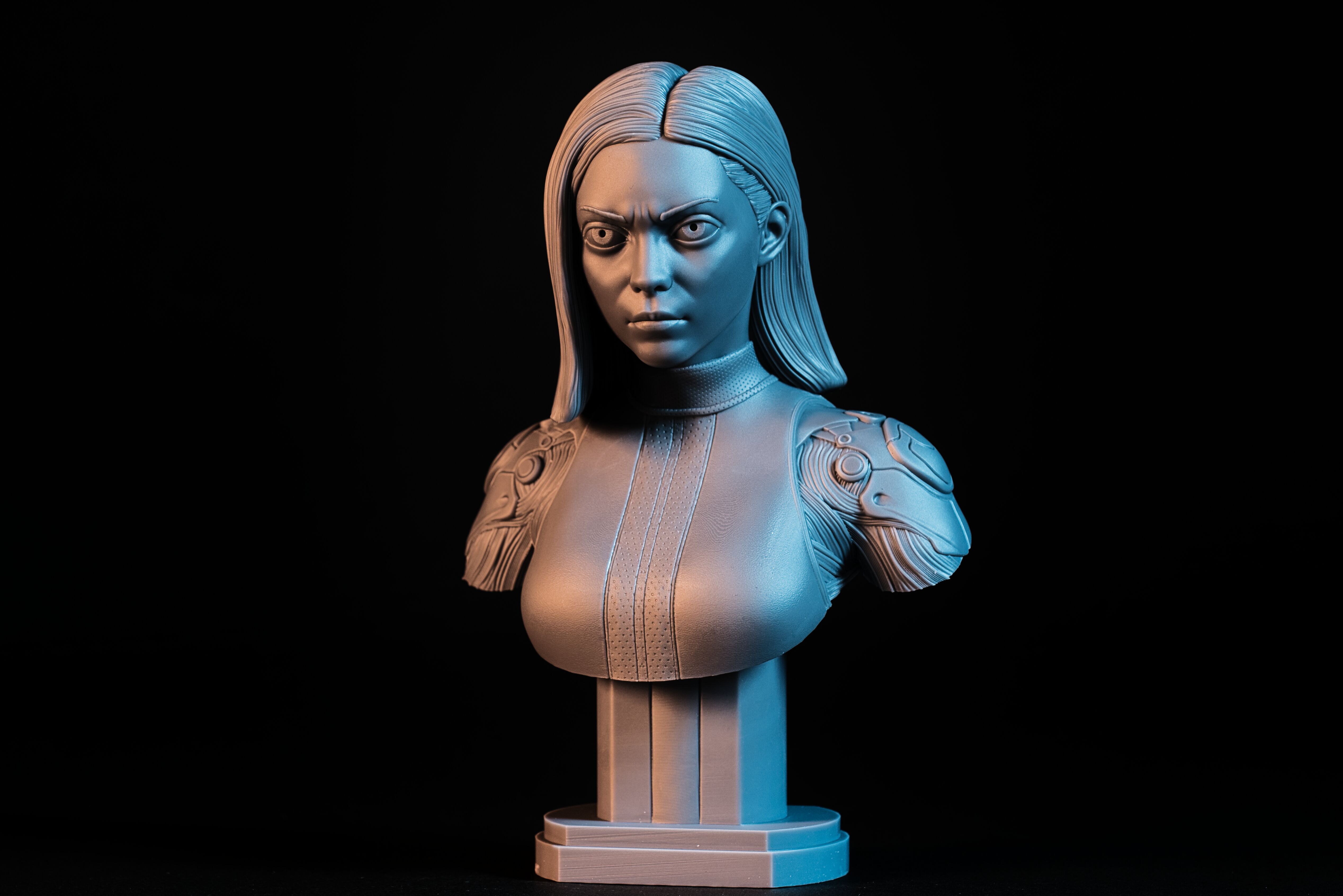 Alita bust (Pre-Supported) 3D STL Model — view 2