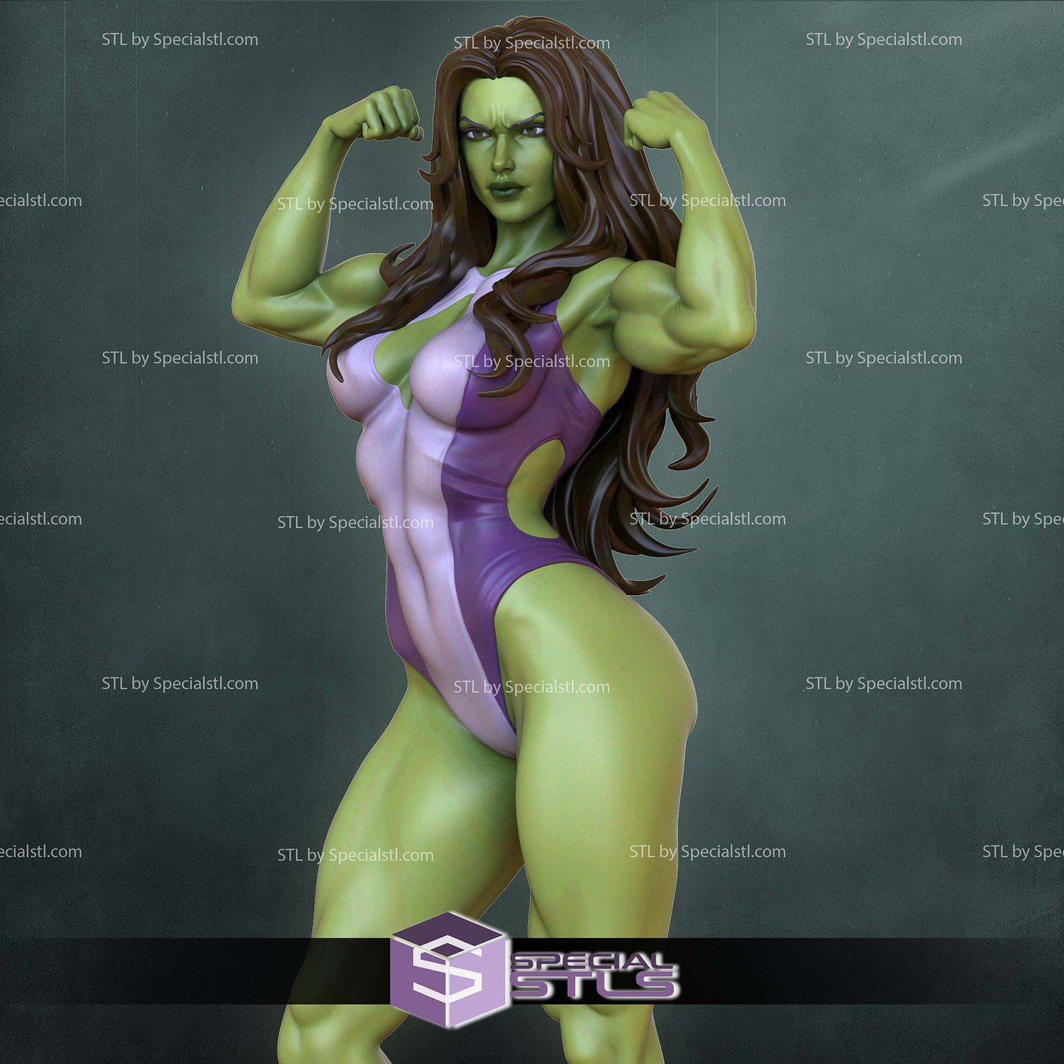 She Hulk Posing Muscle 3D Printer Files STL Model — view 2