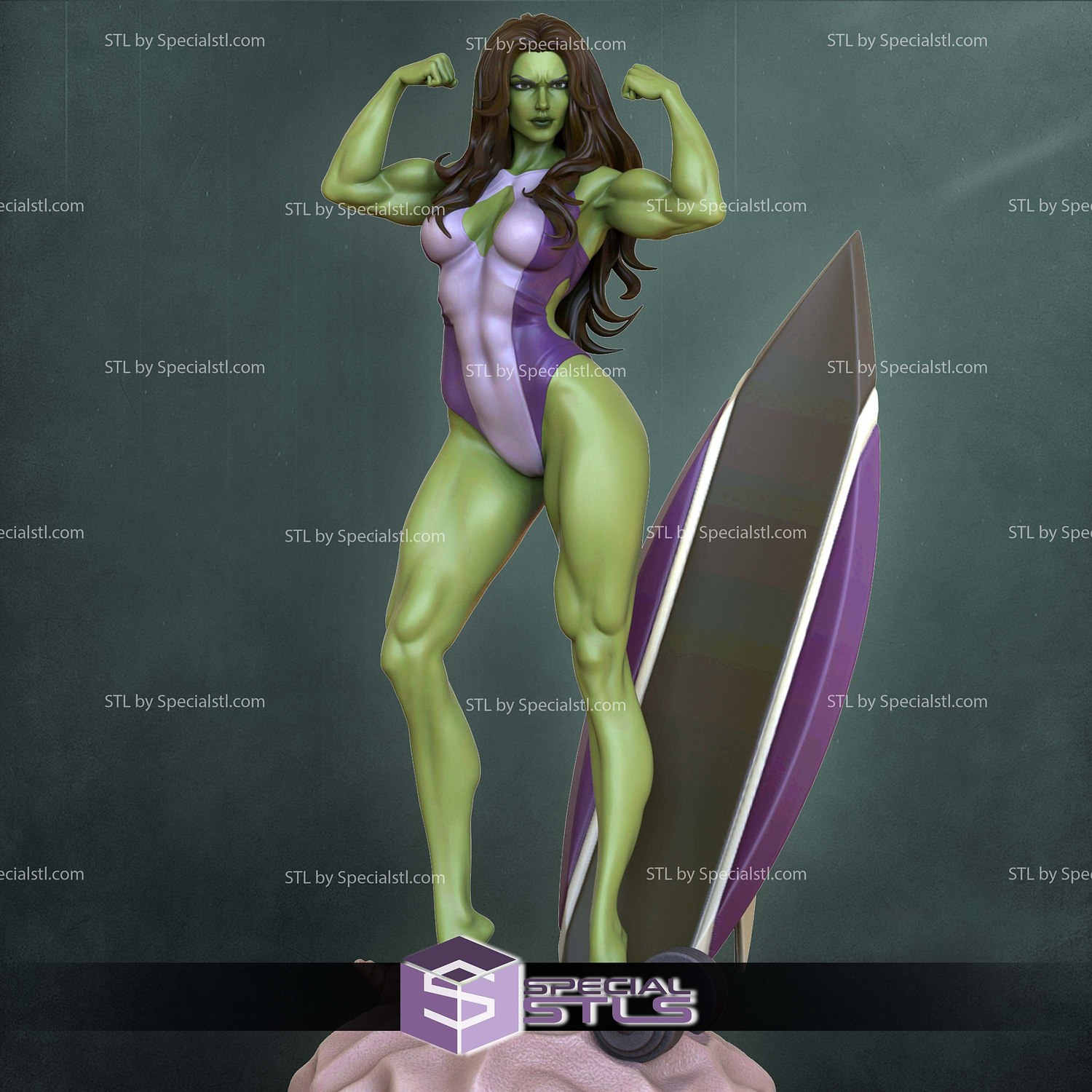 She Hulk Posing Muscle 3D Printer Files STL Model — view 4