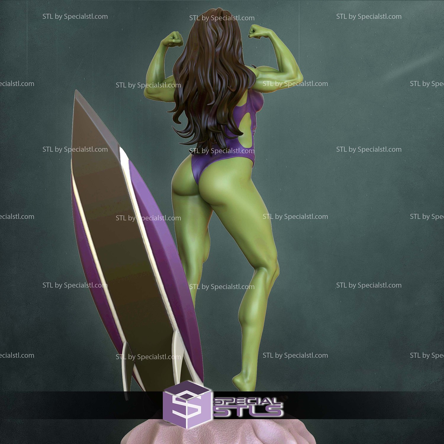 She Hulk Posing Muscle 3D Printer Files STL Model — view 5