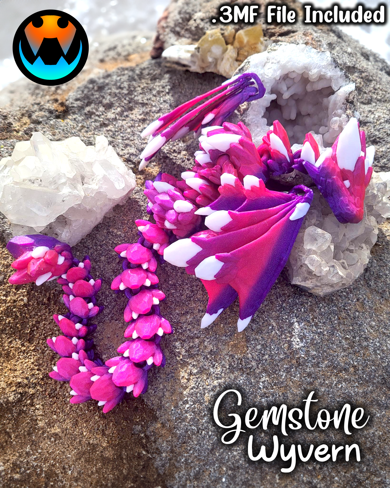 Gemstone Wyvern 3D 3MF Model